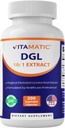 Vitamatic DGL Licorice 3800 mg Ekvivalent Per Servering (fra 10:1 Ekstrakt 380 mg) - 10X Sterkere - støtter sunn digestive og pustende funksjoner - 200 kapsler