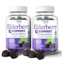 Eldrebær gummier med vitamin C og sink - Immun Booster eldrebær gummier for voksne og barn - Vegan naturlige ingredienser Forsvar Multivitaminer med antioksidant støtte (120 gummies)