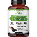 Zazzee 100% ren Himalaya Shilajit 20:1 Ekstrakt, 7000 mg styrke per kapsel, 50% Fulvic Acid, 120 serveringer per flaske, 20X Potens, rik på spormineraler, ikke-GMO, Vegan, laget i USA