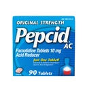 Pepcid AC Original styrke Heartburn Relief Tabletter, OTC medisin hindrer og lindrer Heartburn På grunn av syreødem & Sour Mage, 10 mg Famotidinsyre Reducer, Fast-Acting, 90 ct