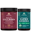 Antikkens Ernæring Multi Collagen Protein pulver, uflavorert, 60 serveringer + Supergreens pulver, Greens Flavor, 25 Services