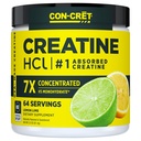 CON-CRET Creatine HCl pulver | Muskel, Kognitiv, Cellular Energy Support | Ingen Bloating eller Cramps | USA laget og NSF sertifisert | Lemon Lime (64 Servering)
