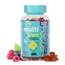 Squiggles Kids Multivitamin + jern gummier - lav sukker gummy vitaminer med jern kosttilskudd for barn - bredspektrum av vitaminer og mineraler, Chewy, Yummy Berry Flavor (100 greve)
