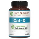 Ren ernæring Cal D - Plantebasert kalsium med VIT D3 K2 & Magnesium | 120 Tabs | 500 mg Vegansk kalsium per servering | Algae Kalsium Supplement for bein helse