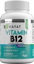 HAYAT vitaminer Vegansk naturlig vitamin B12 1000 MCG, kosttilskudd for energimetabolisme støtte, 2 måneders forsyning, Alt naturlig, sertifisert Halal, 60 tabletter, laget i USA