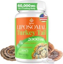 Liposomal Tyrkia Tail Mushroom Capsules, høy absorpsjon organisk Tyrkia Tail Mushroom Extract 2000MG® 30:1 Fruiting Body® Supplement for digestiv helse, energi og immun støtte, ikke-GMO -90 Kapsler