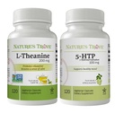 Naturens Trove L-Theanine 200mg 120 Vegetariske kapsler & 5-HTP 100mg 120 Vegetariske kapsler - rolig og sunn Mood Stack
