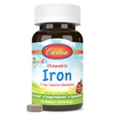 Carlson - Kids Chewable Iron, 15 mg, Superior Absorpsjon, blod helse, energiproduksjon og optimal velvære, naturlig jordbærflavor, 60 tabletter