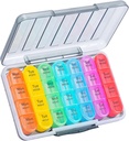 Daviky ukentlig Pill Organizer 4 ganger om dagen, Moisture-Proof Pill Box 7 dag, Daily Pill Case Medicine Organizer Box Easy å bære, reise piller Organizer med 28 sammenligninger for å holde vitaminer og medisiner
