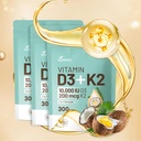 Vitamin D3 10000 iu Plus K2 (MK-7) 200 mg, 300 kokosolje Softgels® 2 i 1 VIT D & K Complex | støtter kalsiumabsorpsjon, bein, immun- og hjertehelse – lett å svelge (900 Softgels /3 pose)