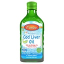 Carlson - Kid's Cod Liver Oil, 550 mg Omega-3s, Plus vitaminer A og D3, flytende fiskeolje, Wild Caught Norsk Arctic Cod, Sustainablely Sourced Nordic Fish Oil, Green Apple, 250 ml (8,4 Fl Oz)