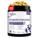 NATURE TARGET Probiotika for hunder, 6 milliarder CFUs, fryse tørket hund probiotika med prebiotika og enzymer for diarrea, gass, vitaminer og omega 3 for hud og immun helse, Allergy Itch Relief, 180 greve