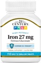 21st århundre jern 27 Mg Ferrous gluconate tabletter, 110Count