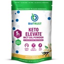 BioTrust Keto Elevate – C8 MCT oljepulver – Ketogen MCT kaffekremer, keto kaffekremer – ren energi, mental fokus, klarhet – 100% kaprylsyre MCT pulver, ikke-GMO(fransk vanilla, 20 serveringer)