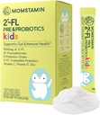 MOMSTAMIN 2'-FL HMO Prebiotika og probiotika for barn, 1000 mg Human Milk Oligosaccharid 2'-FL pulver, patentert 11 strimler, sunne gut mikrobiom, immun- og digestive tillegg, IBS Relief - 30 Sticks