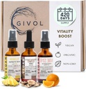 Vitality Boost Bundle Liquid Spray - Ultimate Mushroom Complex, Bromelain, B12 Methylcobalamin - Komplett Multivitamin - Plantebasert, Ikke-GMO, Glutenfri, Sukkerfri 2 Floz (420 dagers forsyning)