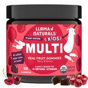 Llama Naturals Kids Multivitamin Gummies, Vegansk, Organisk med vitamin D, C & K, Toddler ekte frukt Gummy vitaminer, Chewable Supplement, Hele maten Multivitamin, Ingen lagt til sukker Cane, Cherry, 90 Ct