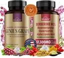 Neuro Defense Bundle: Berberine & Resveratrol Complex - klinisk testet kognigrape, Quercetin, Alpha Lipoic Acid - Hjernehelse og antioksidant støtte - Ikke-GMO, Glutenfri, Vegan Supplement