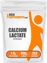 BulkSupplements.com Kalsium Lactate pulver - Kalsium Supplement pulver, matkvalitet - ren og glutenfri, 1,5 g per servering, 500 g (1,1 lbs) (Pack of 1)