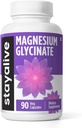 STAY ALIVE Chelated Magnesium Glycinate 500 mg, høy absorpsjon, 90 kapsler, 100% ren glykinat pulver, ekstra styrke magnesium Supplement for kvinner og menn, ikke-GMO & Glutenfri piller