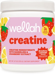 Wellah kreatin for kvinner - Kreatin Monohydrat med Dandelion & Cranberry Extract (50 Serveringer, Strawberry Lemonade)