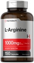 Horbäach L-arginin 1000 mg | 150 kapsler | Gratis skjema kosttilskudd | Ikke-GMO & Glutenfri