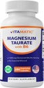 Vitamatisk Magnesium Taurate 1500mg per servering - 180 Vegetariske kapsler (Provider 300 mg Elementalt Magnesium) - Lagt til B6 for maksimal absorpsjon - støtter muskler, ledd og hjertehelse*