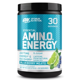 Optimum Nutrition Amino Energi - Før trening med grønn te, BCAA, Aminosyrer, ketovennlig, grønn kaffeekstrakt, energipulver - Blåbær mojito, 30 serveringer (Packaging May Vary)