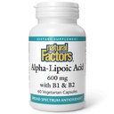 Naturlige faktorer Alpha-Lipoic Acid + B 600 mg, 60 kapsler