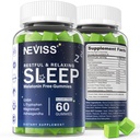NEVISS Melatonin Free Sleep Aid Gummies for voksne - Magnesium Glycinate Gummies GABA, L-Tryptophan, Magnesium, Ashwagandha - Ikke-Habit Forming, Hjelp for dyp avslapping - Vegan, Lemon Flavor, 1Pack