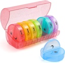 Sukuos Stor ukentlig pilleorganisator 2 ganger om dagen, daglig pille boks 7 dager lett å åpne med dobbel beskyttelse, PM pille tilfelle for medisin /vitamin / fish olje / supplements (Glitter Pink)