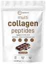 Mikroingredienser Multi collagen Peptider pulver, 2lb | Type I, II, III, V, X + Biotin, Vitamin C & Hyaluronsyre | Sjokolade flavor | støtter hår, hud og felles helse | Keto, ikke-GMO