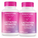 Pink Stork Lactation Probiotic - 30 milliarder CFUs Multi Strain Postnatal Probiotika for amming kvinner - støtte brystmelk og gut helse, postpartum Essentials, 60 kapsler