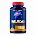 healblend Neuro Plus Focus Booster - Advanced Brain Support Supplement med vitamin B6, B12, Folat - Forbedrer minne, konsentrasjon, mental klarhet og kognitiv funksjon – 120 Kapsler