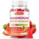 Magnesium Oxid Gummies 400mg, Chewable Magnesium Oxid Supplement for voksne og barn, Nerve & Muskel støtte, Ikke-GMO, Sukker-fri, Jordbær Flavor, 60 greve