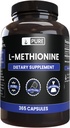 PURE ORIGINALE INGREDIENTS L-metionin (365 kapsler) Ingen magnesium eller Rice fyllstoffer, alltid ren, Lab verifisert