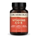Dr. Mercola Vitaminer ADK, 30 serveringer (30 kapsler), Diett Supplement, 5000 IE Vitamin A & vitamin D3, 180 mcg vitamin K2, støtter immun helse, ikke GMO