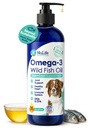 Liquid Fish Oil for hunder med Omega 3, 6 & 9 fettsyrer, Wild Caught fra Island, Hud og Coat Supplement for shedding, kløende hud, allergier, hjerne og hjerte helse, rik på EPA + DHA - 16 oz