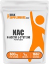 BulkSupplements.com NAC pulver - N-Acetyl Cysteine 600mg, NAC Supplement - Antioksidant støtte, Glutenfri - 600mg per servering, 1667 Serveringer, 1kg (2,2 lbs) (Pack of 1)