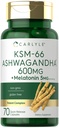 Carlyle KSM-66 Ashwagandha Kapsler 600 mg | 70 greve | med Melatonin 5 mg | Potent Complex | Ikke-GMO, Glutenfri