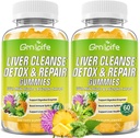 Liver Cleanse Detox & Reparasjon Gummies med Melk Thistle 3000mg, 24-i-1 Liver Helse Supplement med Dandelion, Artichoke, Sukkerfri Lever Detox Gummies, Pineapple Flavor - 120 greve