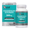 Qunol Magnesium Glycinat 300 mg, 100% Glycinat Chelated Magnesium Supplement, 150ct tabletter
