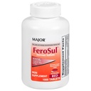 Major FeroSul - Ferrous Sulfate 325 mg tabletter - jerntilskudd for kvinner og menn - spesielt coated Easy-to-Swallow tabletter - rød - 1000 greve