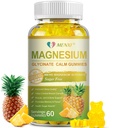 Magnesium Glycinate Gummies 400 mg, Sukkerfri Magnesium Taurate, Male Supplement med vitamin D, B6, CoQ10 for avslapning, Stress Relief, Muskel, Bein og søvn støtte- 60 Pineapple Gummies