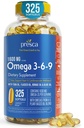 Omega 3-6-9 Kosttilskudd (325 ct.) - Fremme visuell funksjon og øye helse - Støtte hjerte, kardiovaskulær helse, sunn hud, hår og generell helse (Omega 3-6-9)