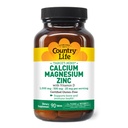 Country Life Kalsium Magnesium Sink med vitamin D3 og L-Glutamic Acid, Diett Supplement for Bone Support, sertifisert Glutenfri, 1000 mg/500mg/25mg, 90 tabletter