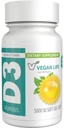 Vegan Life Nutrition - vitamin D3 Daglige kapsler for voksne (5000 IE) - Glutenfri, Ikke-GMO, støtter bein helse og immunsystem - 60 kapsler