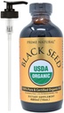 PRIME NATURAL Organic Black Seed Oil 16oz - kald presset høy thymoquinon 1,7% USDA sertifisert - tyrkisk opprinnelse Potent Nigella Sativa væske - Vegan Omega 3 6 9, Antioksidant