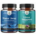 Bundle av vann borte piller maksimal styrke - Herbal diuretiske piller for vannoppbevaring for rask fungerende bloating relief og lever rengjøring Detox & Repair Formula - Herbal Liver Support Supplement