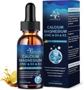 (4 pakke) 10 i 1 kalsium Magnesium Sink Supplement, Magnesium Glycinat Kompleks flytende dråper med vitamin D3 K2 B6, Vegansk kalsium Citrat Bone & Immune Helse Støtte, Søvn & Kramper, Bor, 1 Fl Oz